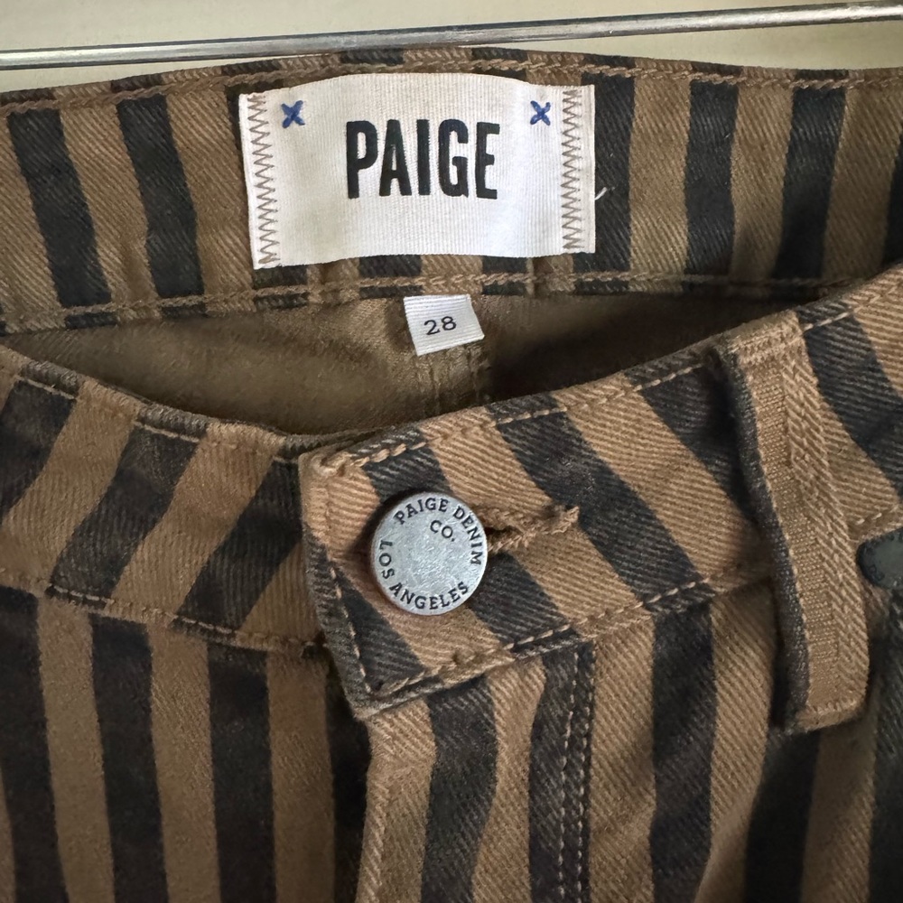 PAIGE Women's Skinny Jeans in Brown and Black Stripes